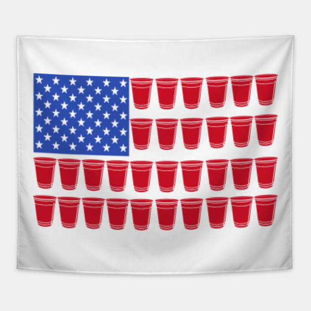 Funny 4th of July Shirt| Beer Pong Drinking T-Shirt| American Flag| Red Solo Cups