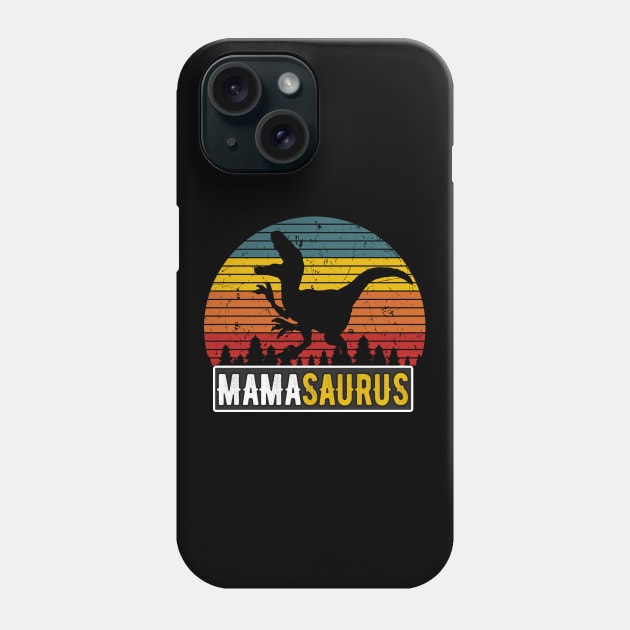MamaSaurus Mom T-Rex Dinosaur Retro Mother Phone Case by Foxxy Merch