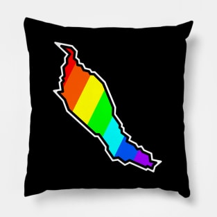 Denman Island Rainbow Colourful Silhouette - Keep Denman Weird Gift - Denman Island Pillow