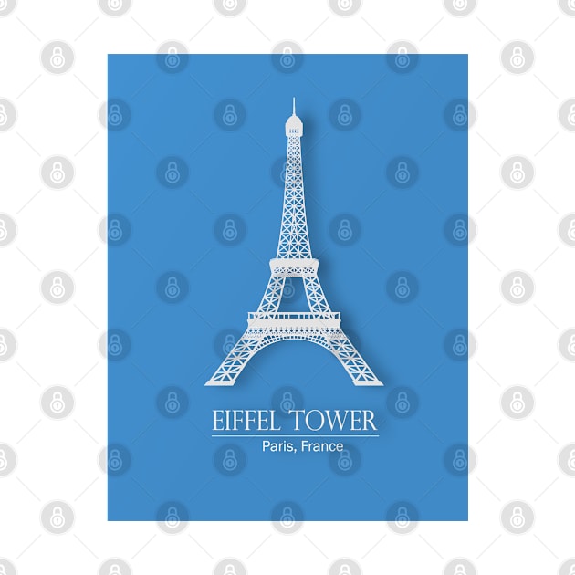 Eiffel Tower Paris France with blue background by BE MY GUEST MARKETING LLC