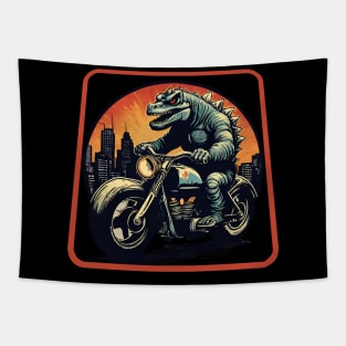 Godzilla on motorcycle Tapestry