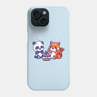 Cute Panda And Red Panda With Birthday Cake Cartoon Phone Case