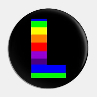 The Letter L in Rainbow Stripes Pin