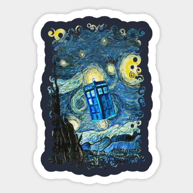 Soaring Blue Phone box - Doctor Who - Sticker