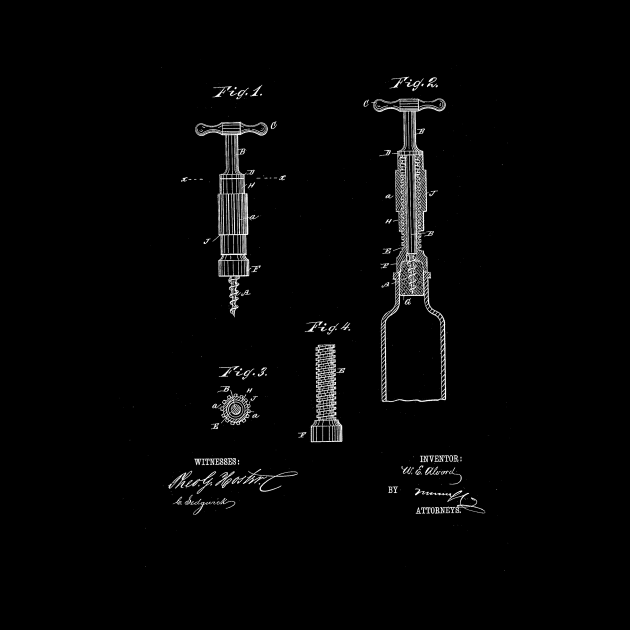 Corkscrew Vintage Patent Drawing by TheYoungDesigns