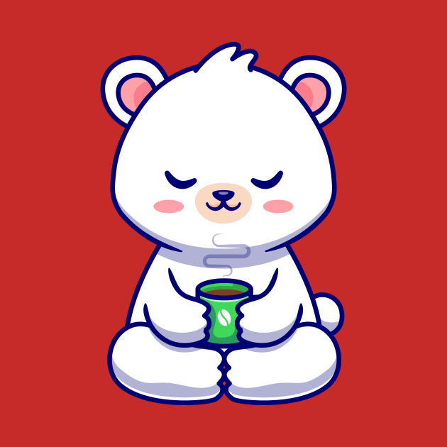 Cute Baby Polar Bear With Coffee Cup Cartoon by Catalyst Labs