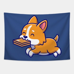 Cute Corgi Dog Bite Box Cartoon Tapestry