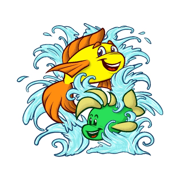 Freddi Fish & Luther (Japanese Koi Tattoo) by Rivkah