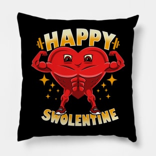 Happy Swolentine Funny Heart Gym Workout Valentine Gift Pillow