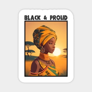 Black And Proud Melanin Afrocentric Art Magnet