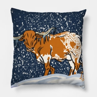 Texas Snowmageddon- Longhorn Pillow