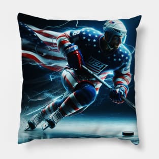 American Man Ice Hockey Player #2 Pillow