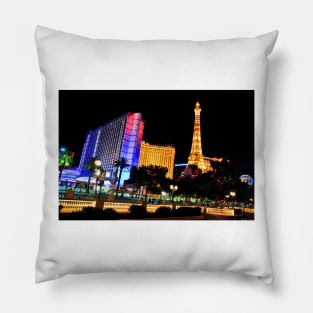 Eiffel Tower Paris and Ballys Hotel Las Vegas America Pillow