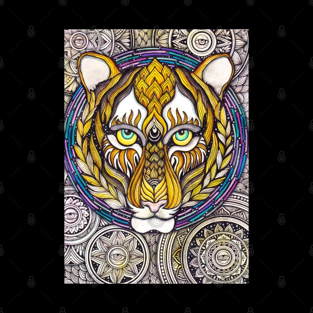 Cosmic Tiger in Mandala Inspired Artwork by asiancoffeegirl