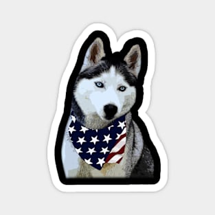 Northern Nobility Husky American Flag Tee for Canine Admirers Magnet