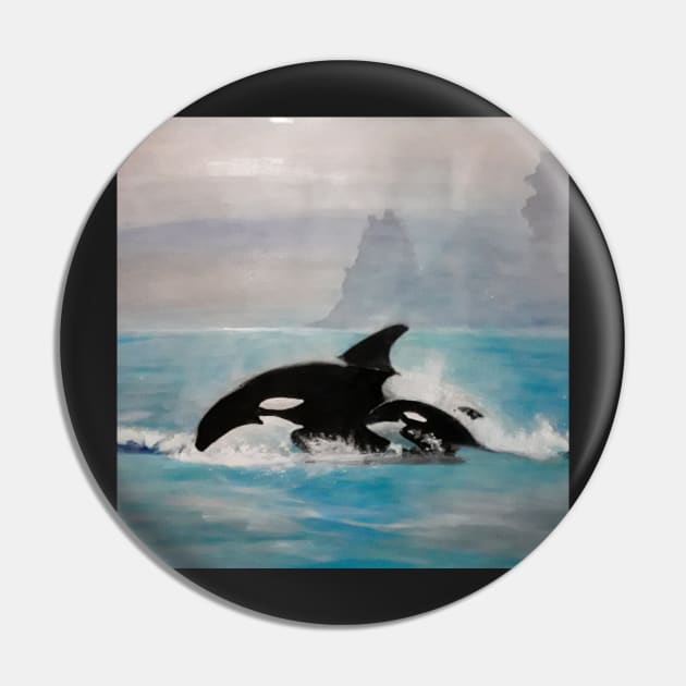 Orca Strait Series V- Duet - Salish Sea Pin by Signe23