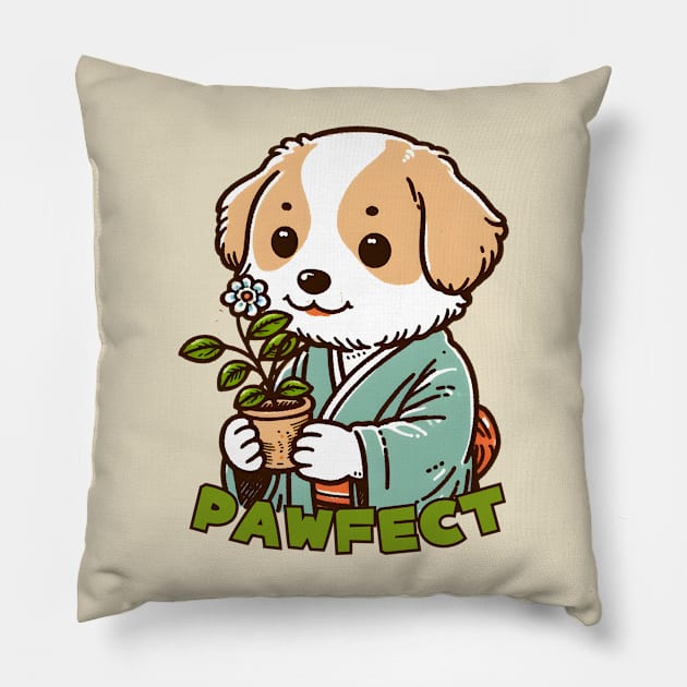 Puppy botanist Pillow by Japanese Fever