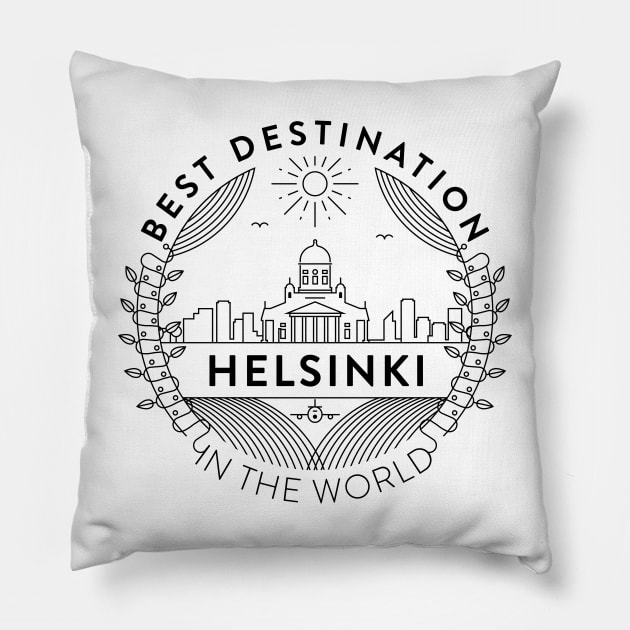 Helsinki Minimal Badge Design Pillow by kursatunsal