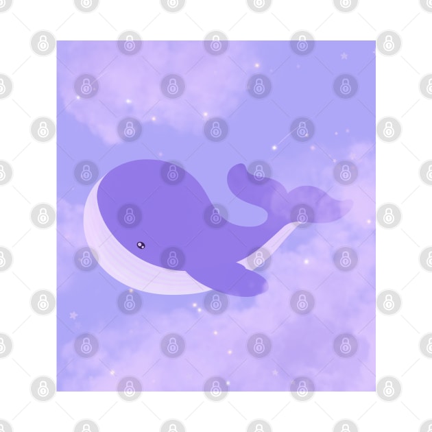 Purple Whale in sky by tinyfloofstar