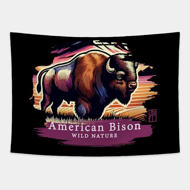 American Bison - WILD NATURE - BISON -11 Tapestry by ArtProjectShop