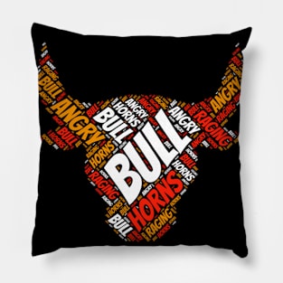 Bull Head Typography Art Pillow