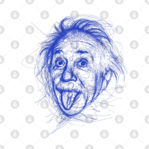 Albert Einstein Blue Lines Scribble Art by tyooo