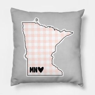 USA States: Minnesota (pink plaid) Pillow