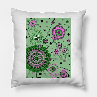 Mandala -- Pink and Green Pillow