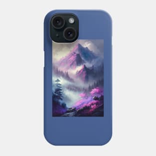 Mountain landscape in psychedelic shades of lavender and purple -2 Phone Case