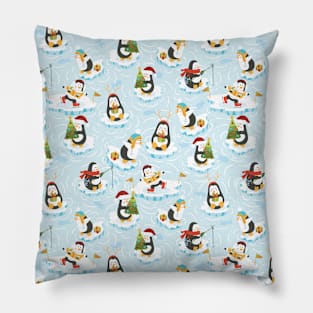 Christmas Penguins on Water Pillow