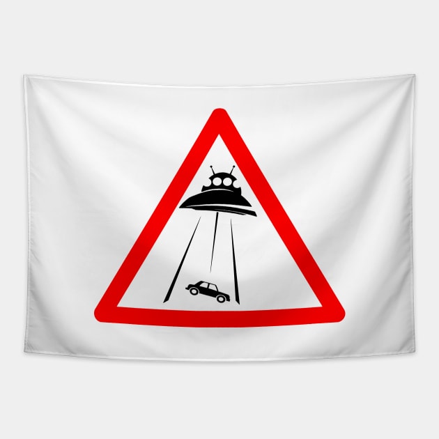 Alien Abduction Sign Tapestry by TenomonMalke