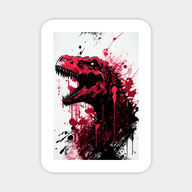 T Rex Ink Painting Magnet by TortillaChief