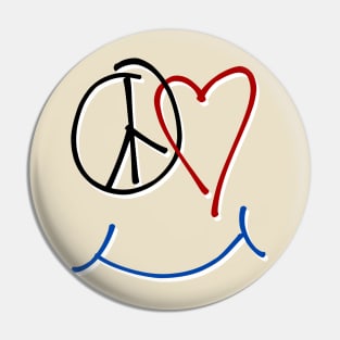 Peace Love Happiness Symbol Pin