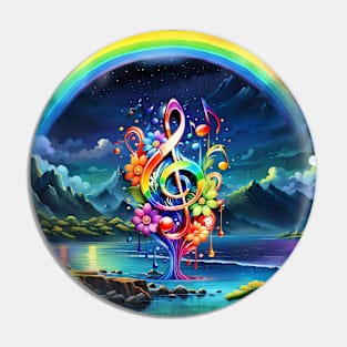 Music, colorful clef with leaves Pin