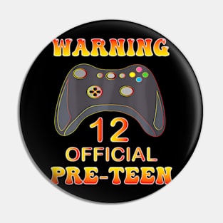 12th Birthday Official Pre-teen Video Gamer Pin