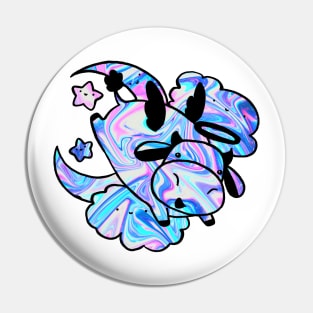 Rainbow Holographic Swirls - Angel Cow Pin