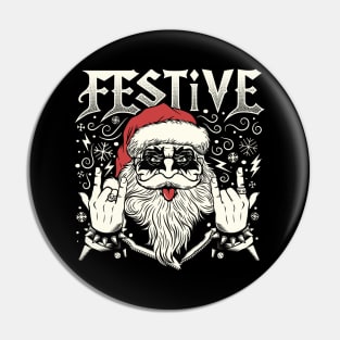 Festive Rock and Roll Santa Claus by Tobe Fonseca Pin