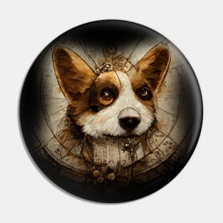 Corgi Surreal Steampunk Artwork, Dog Lover Pin