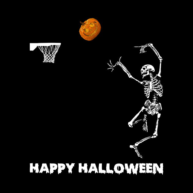 Skeleton basketball tshirt halloween funny gift t-shirt by American Woman