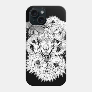 Painted Skull in Flowers - Black and White Phone Case