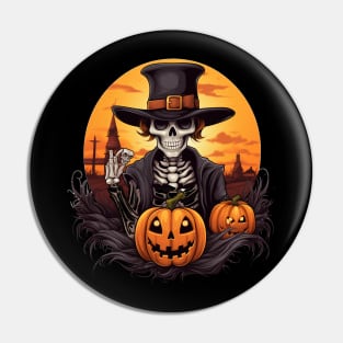 spooky halloween skeleton cowboy Pin