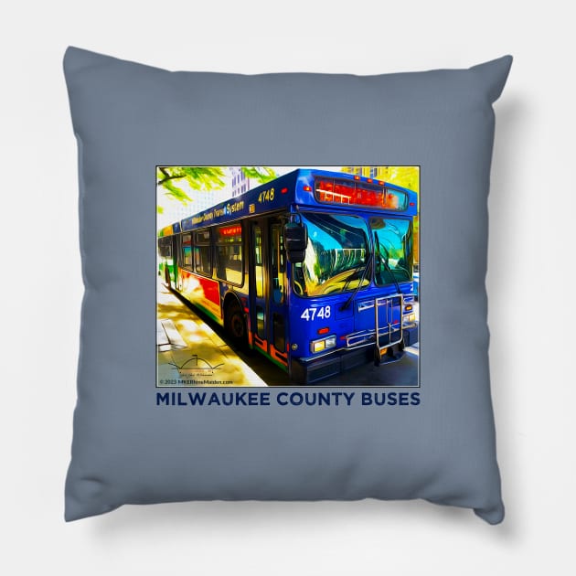 MCTS • Milwaukee buses • MKE WI Pillow by The MKE Rhine Maiden