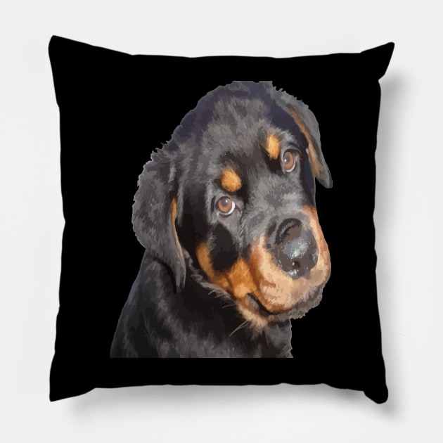 Female Rottweiler Puppy Making Eye Contact Vector Pillow by taiche