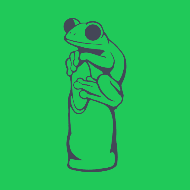 Small frog on a finger. Design for amphibian lovers by croquis design