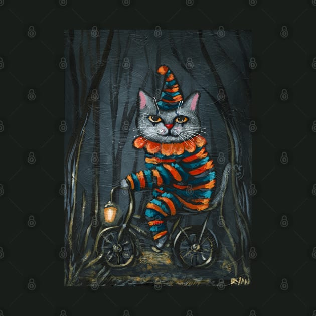 Spooky Clown in the Forest by KilkennyCat Art