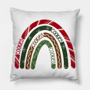 Cutesy Christmas Pattern COOKIES Rainbow Pillow