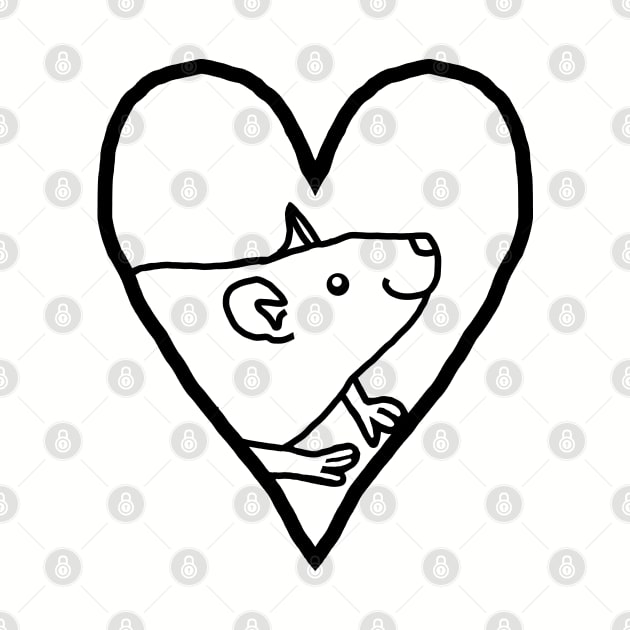 My Valentine Rat Line Drawing by ellenhenryart