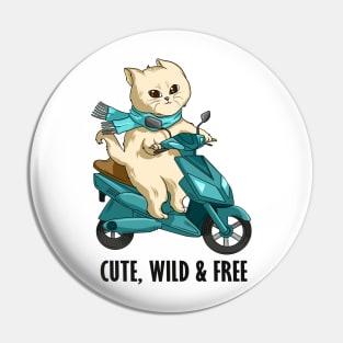 Cat with Scarf and Motorcycle Pin