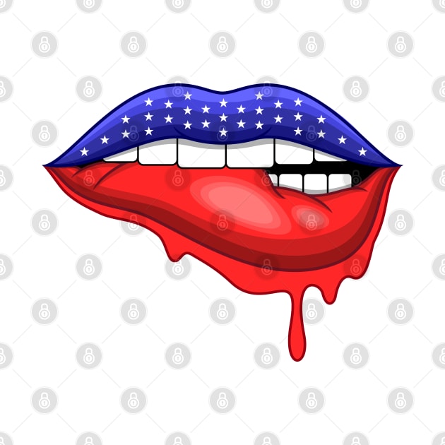 American Flag Biting Lips by BDAZ