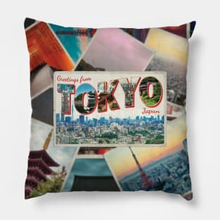 Greetings from Tokyo in Japan vintage style retro souvenir Pillow